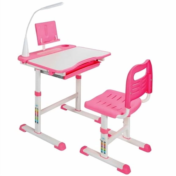 RedSwing Kids Study Desk and Chair Set, Height Adjustable Children School Table Chair with Storage Drawer, Led Light, Bookstand, Cup Holder, Bithday Gift for 3-15 Years Boy and Gir