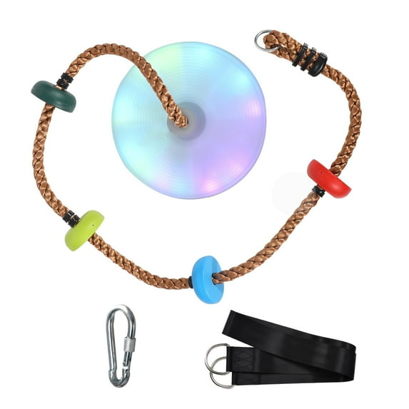RedSwing LED Climbing Rope Swings for Trees, Heavy Duty Plastic Disc Swing Seat for Kids and Adults with Hanging Strap and Snap Hooks, Multicolor