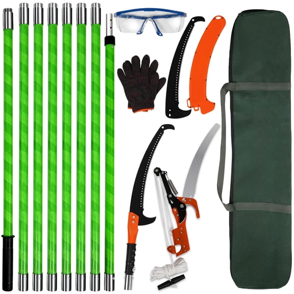 RedSwing Manual Pole Saw, 27ft Extendable Tree Pruner with Sharp Steel Blade and Pulley Pruning Shears, Branch Trimmer for Palms, Shrubs, and High Branches
