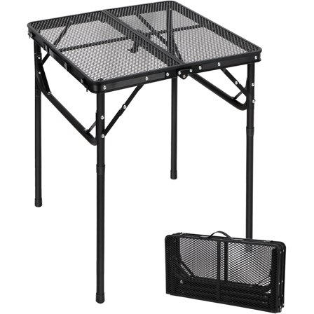 RedSwing Portable Grill Table for Outside, Aluminum Square Folding Grill Stand Table for Outdoor Camping Picnic BBQ, Lightweight Adjustable Height, 24"x24", Black