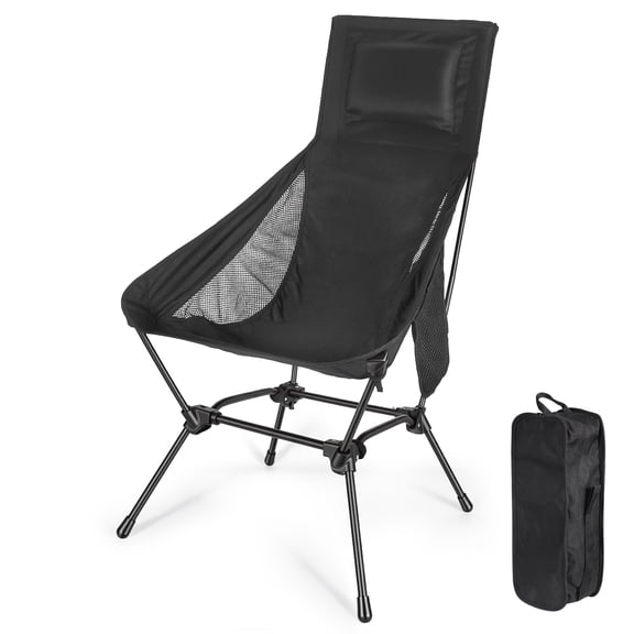 RedSwing Ultralight Backpacking Chair with High Back, Portable Folding Camping Chair with 2 Height Levels, Lightweight Outdoor Chair with Side Pocket for Camping Hiking Travel