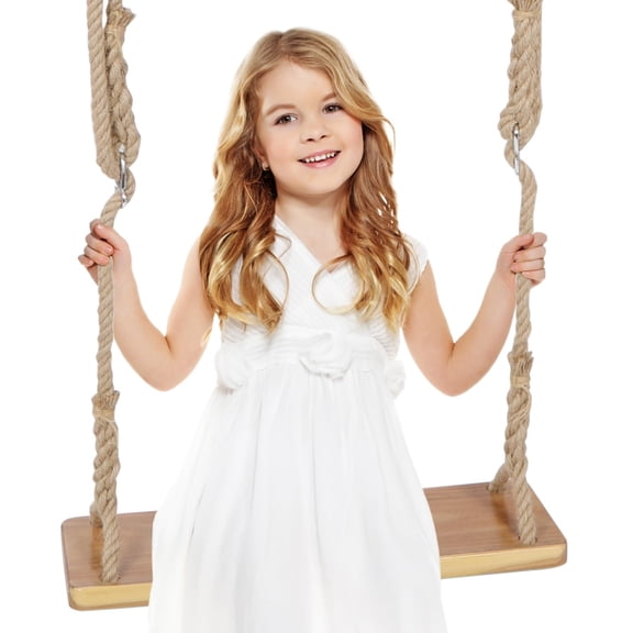 RedSwing Wooden Swing for Tree, 24"x 8" Elm Wood Hanging Swing, Adjustable Rope, Indoor/Outdoor Garden or Backyard, 500 lbs Load Capacity