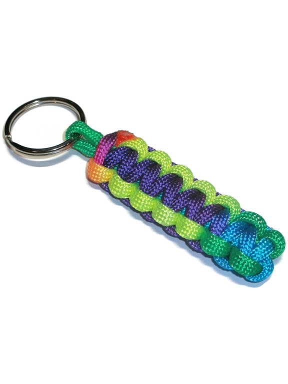 Cobra Style Paracord Key Chain - Choose your color (Qty-1) (Rainbow (Coloring Varies))