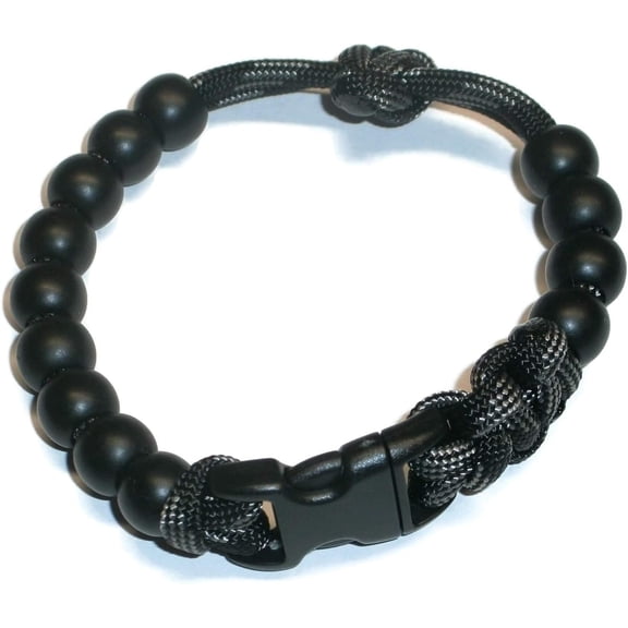 RedVex Pace Counter Bead Bracelet - Choose Your Color and Size (Black and Gray - 8-inch)