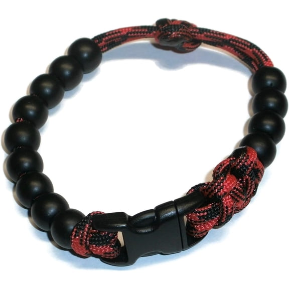 RedVex Pace Counter Bead Bracelet - Choose Your Color and Size (Red and Black - 8.5-inch)
