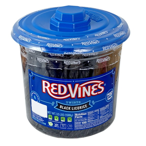 RedVines Licorice Twists, Black Licorice Flavor, 3.5 Pound Resealable Tub, Soft & Chewy Candy