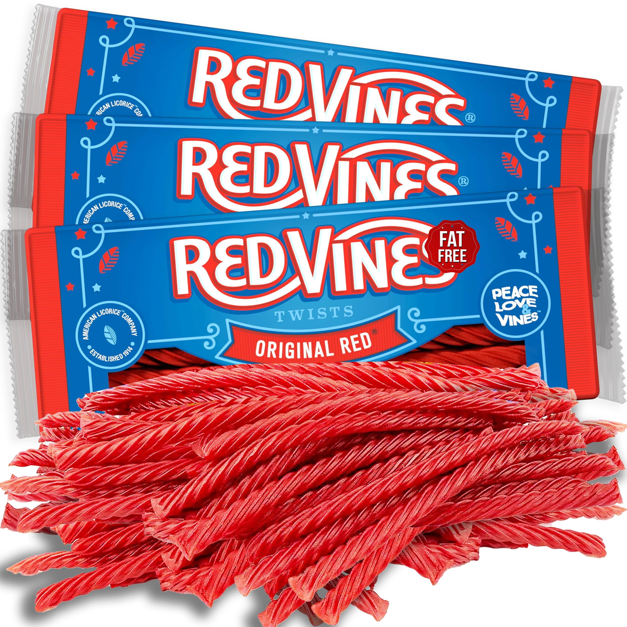 Red 4649 RedVines Red Licorice Bulk, BCF26 3 Pack, Original Red Licorice Twists ...