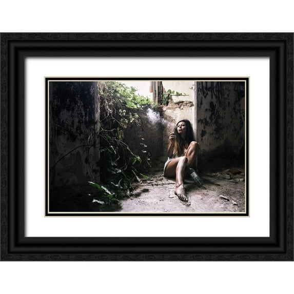 Redaelli, Marco 32x23 Black Ornate Wood Framed with Double Matting Museum Art Print Titled - Self Destruction