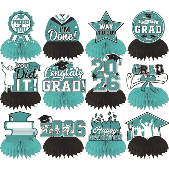 RedandBlack Graduation Decorations 2026, Graduation Party Decorations, Honeycomb Table Decor Centerpieces, 2026 Graduation, Graduation Centerpieces, 12 In, 12 Pcs, Grad Event