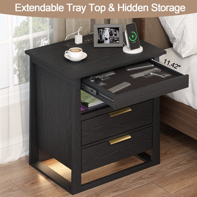 Redayfur 24 inch Modern Nightstand with Drawer and Storage Shelf Bedside Table for Bedroom Living Room Office