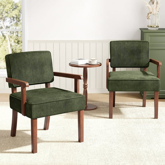 Redayfur 3 Piece Corduroy Lounge Chair Set Modern Accent Chairs with Side Table for Living Room Bedroom Office