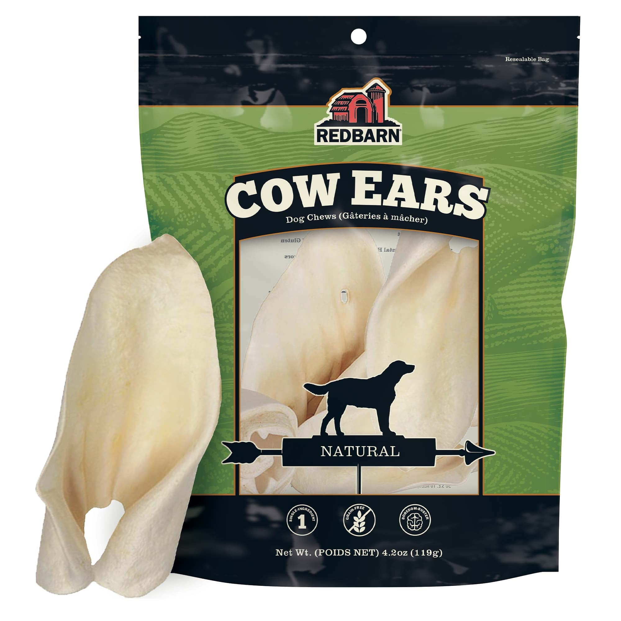Redbarn All-Natural Cow Ear for Dogs, Single Ingredient Chew, 10 Count