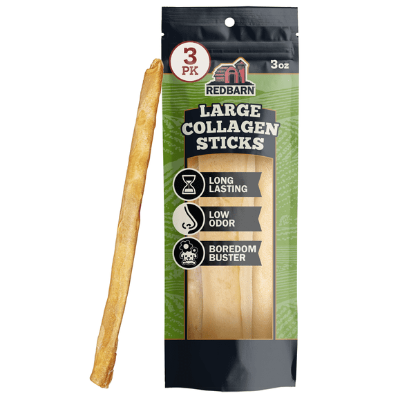 Redbarn 100% Natural Large Beef Collagen Sticks for Dogs - 3 Pack