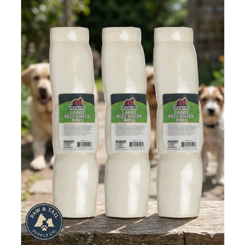 Redbarn All-Natural Large Beef Cheek Rolls for Dogs Grain-Free Chew Treat 3ct