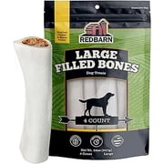 Redbarn Large Filled Bones, Cheese & Bacon - Long Lasting Chew Bones for Dogs - 4 Count