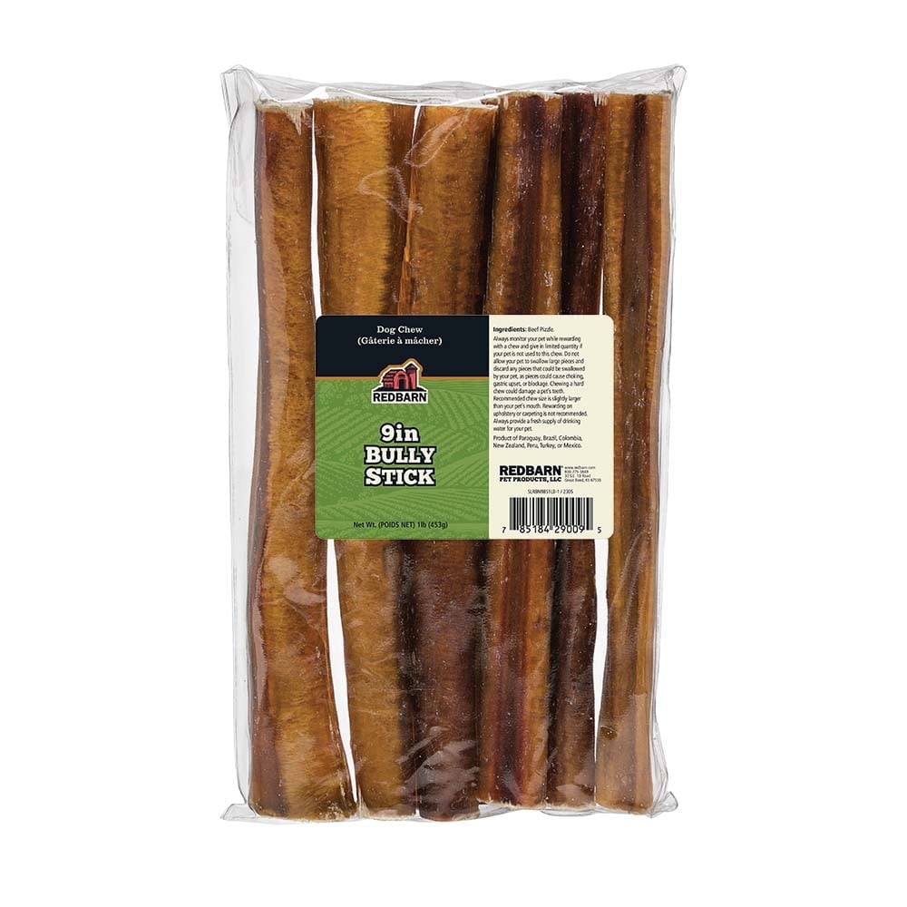 Redbarn Naturals 9" Bully Stick Dog Treat, 1 Lb