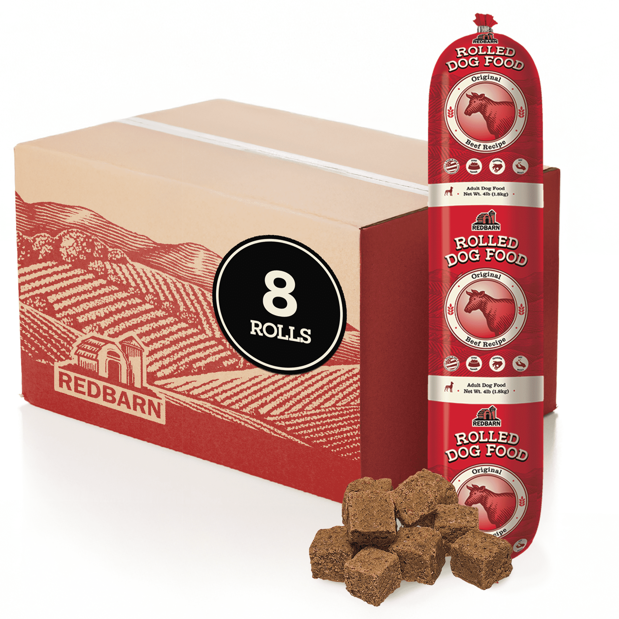 Redbarn Premium Rolled Dog Food, Semi-Moist, Beef Recipe, 4 lb. (8 Count)