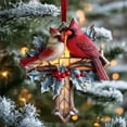 thumbnail image 1 of Redbird Christmas Ornament, Red-Bird Cardinal Ornament, for Loss of Loved One, Memorial Gifts for Loss of Mom, Dad - Cozy Cross Hanging Decor, Stained Red Sparrow Xmas Tree Decor,Memorial Birds Gifts, 1 of 4