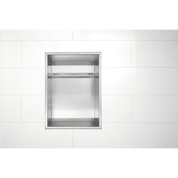 Redblock N1014-m Shower Niche, Brushed 316 Stainless Steel, Recessed Shelf