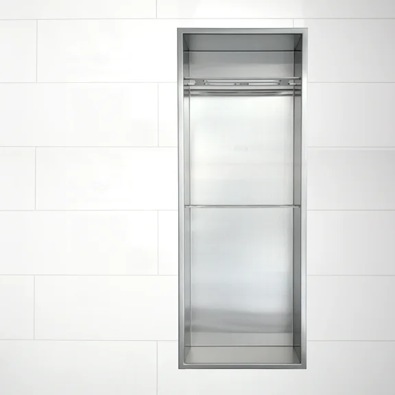 Redblock N1028-M Shower Niche, Brushed 316 Stainless Steel, Recessed Shelf