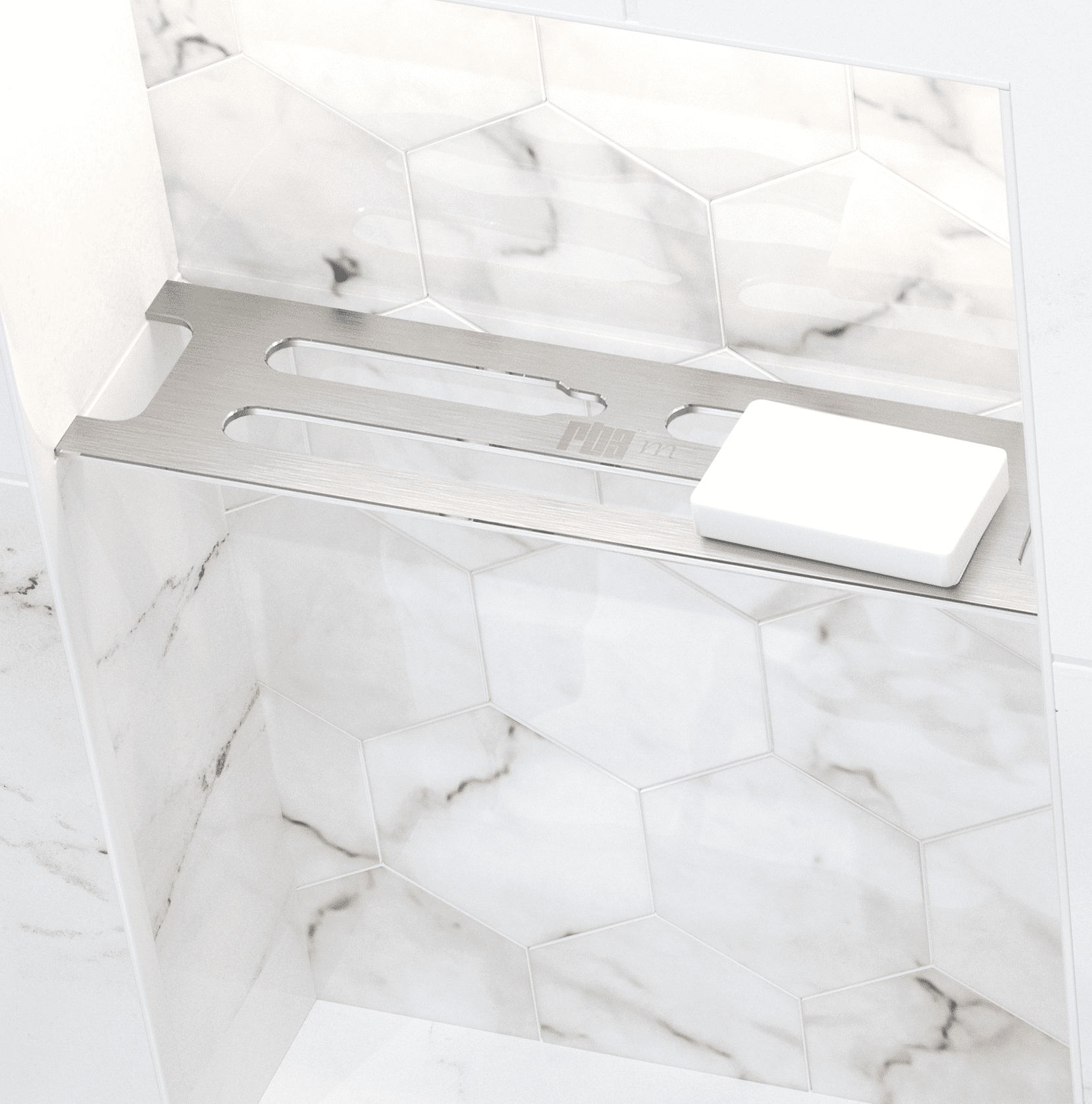 Brushed Stainless Steel Rectangular Shower Niche Shelf
