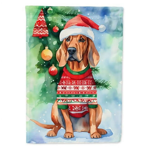 Redbone Coonhound Christmas Garden Flag 11.25 in x 15.5 in