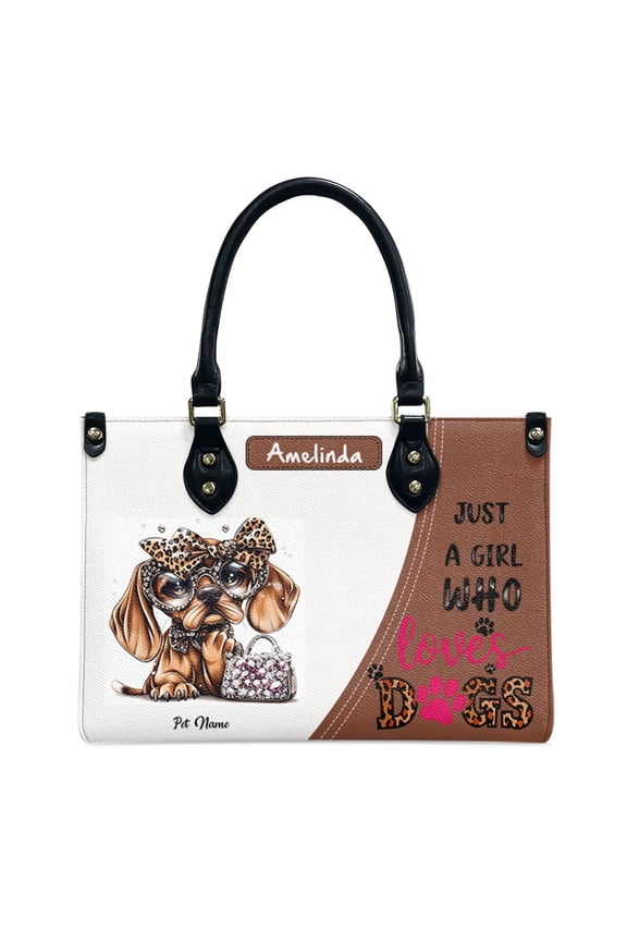 Redbone Coonhound Dog Bag, Personalized Leather Handbags For Women - Personalized Leather Purse with Name - Tote Bags for Mom Grandma - Custom Gifts Ideas for Her, Gift for Dog Lover