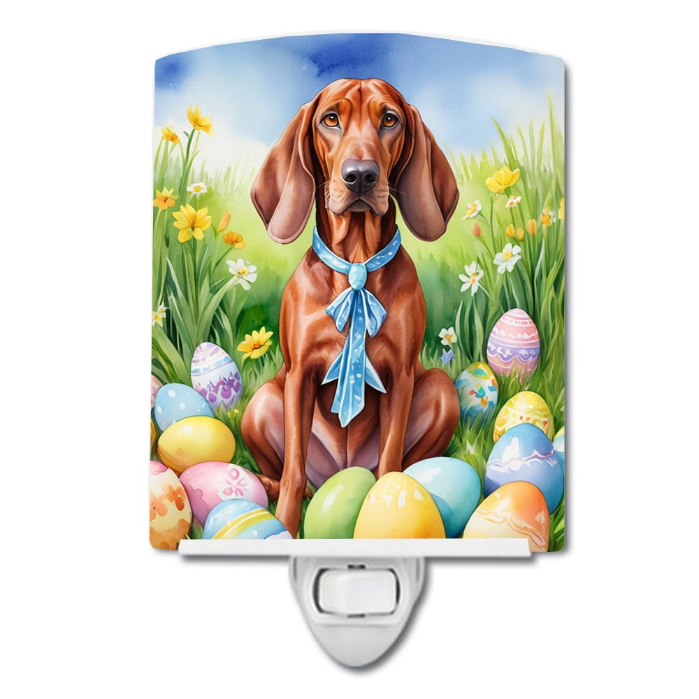 Redbone Coonhound Easter Egg Hunt Ceramic Night Light 4 in x 6 in