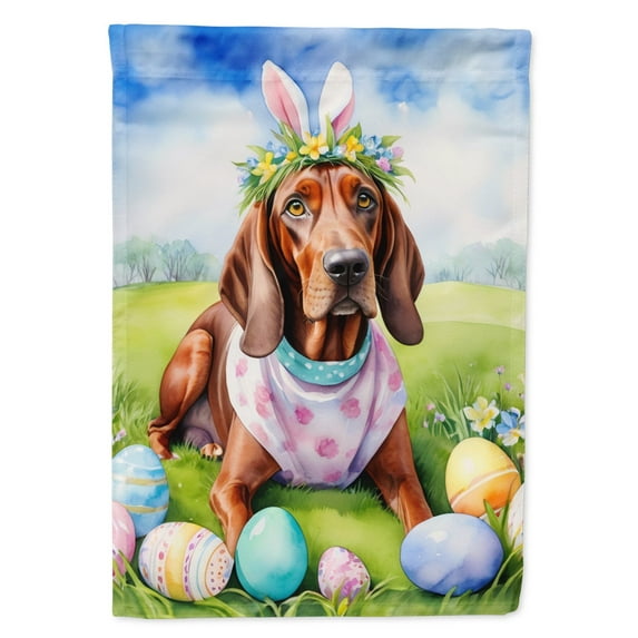 Redbone Coonhound Easter Egg Hunt Garden Flag 11.25 in x 15.5 in