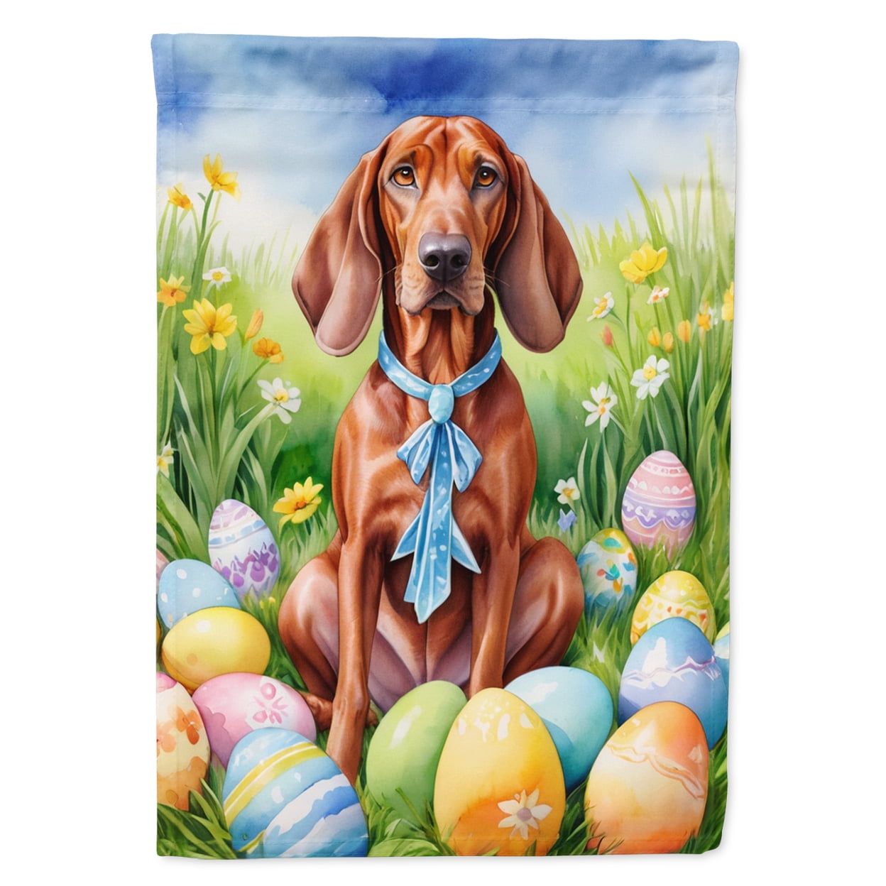 Redbone Coonhound Easter Egg Hunt House Flag 28 in x 40 in