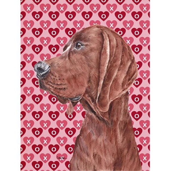 Redbone Coonhound Hearts and Love Flag Garden Size