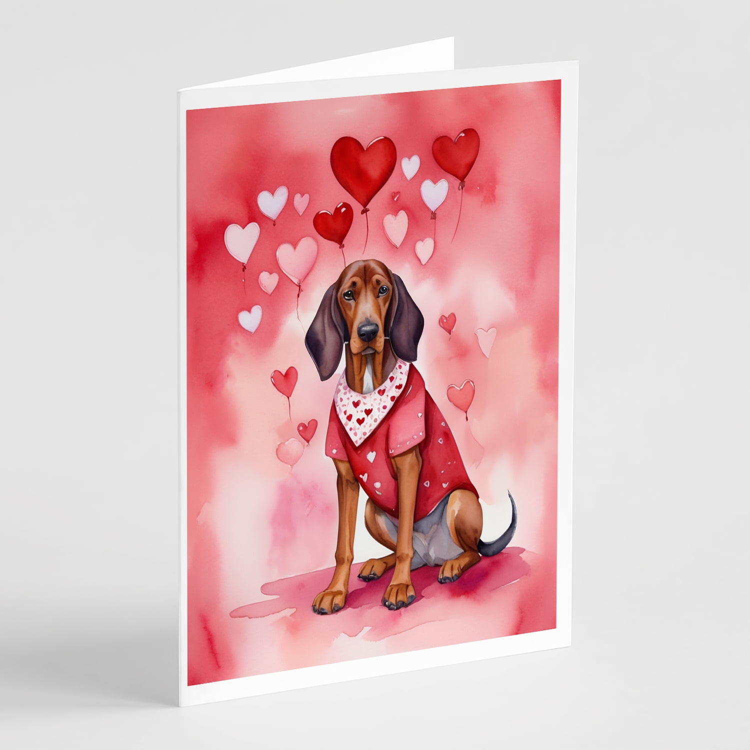Redbone Coonhound My Valentine Greeting Cards Pack of 8 7 in x 5 in