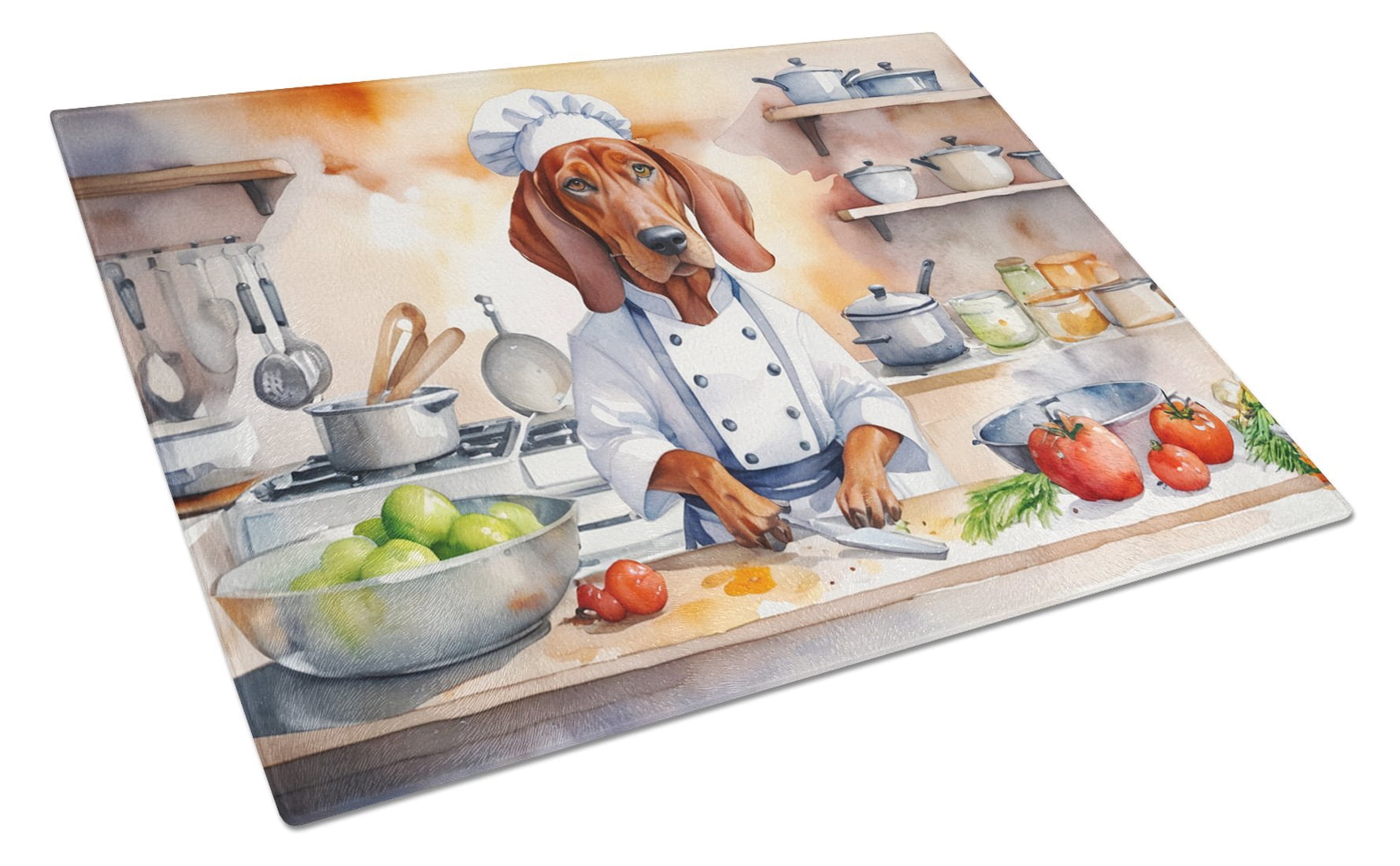 Redbone Coonhound The Chef Glass Cutting Board 12 in x 15 in