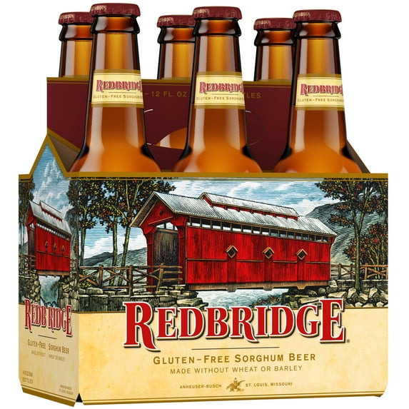 Redbridge Amber Gluten Free American Lager Beer 6 Pack 12 fl oz Glass Bottles 4.0% ABV