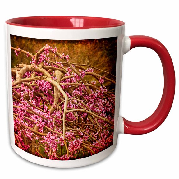3drose, Redbud Tree, 11oz Two-tone Red Mug