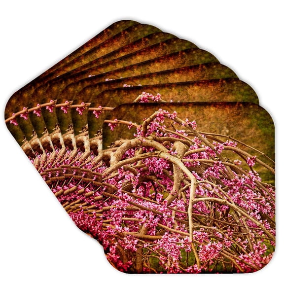3drose, Redbud Tree, Set of 8 Coasters - Soft