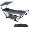 thumbnail image 1 of Redcamp Freestanding Hammock with Canopy, Steel Stand, Pillow and Storage Net, Blue, 1 of 9