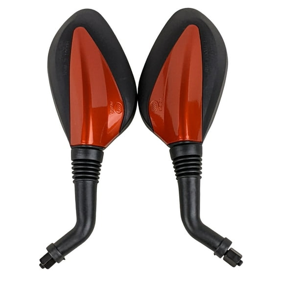 Redcap Rear View Mirrors 8mm - Stylish Dark Orange Mirror for Gy6 Scooter, Moped, Vespa Peace 50cc, 150cc, 250cc