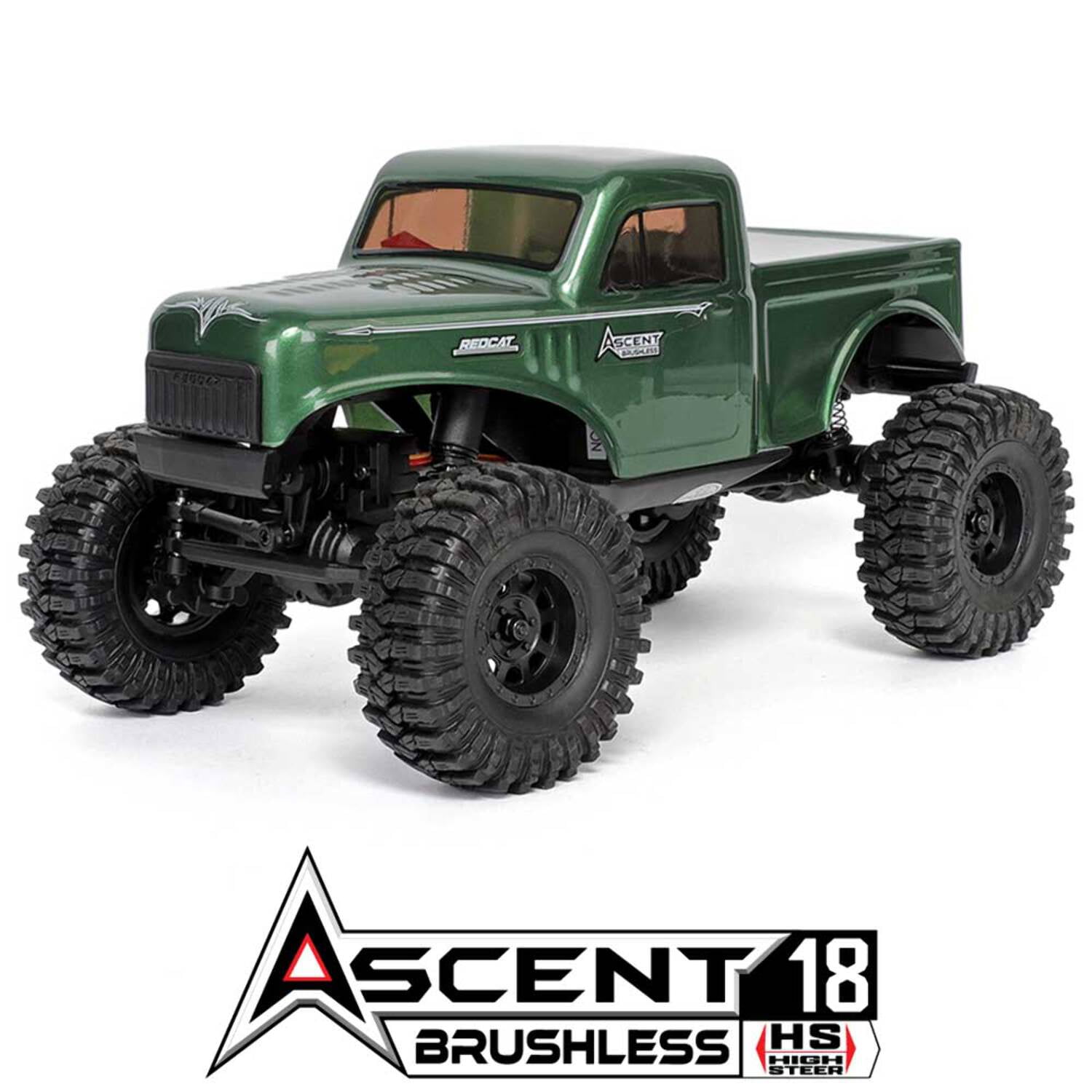 Redcat Ascent-18 Brushless - 1/18 Scale Brushless Electric Rock Crawler - Green