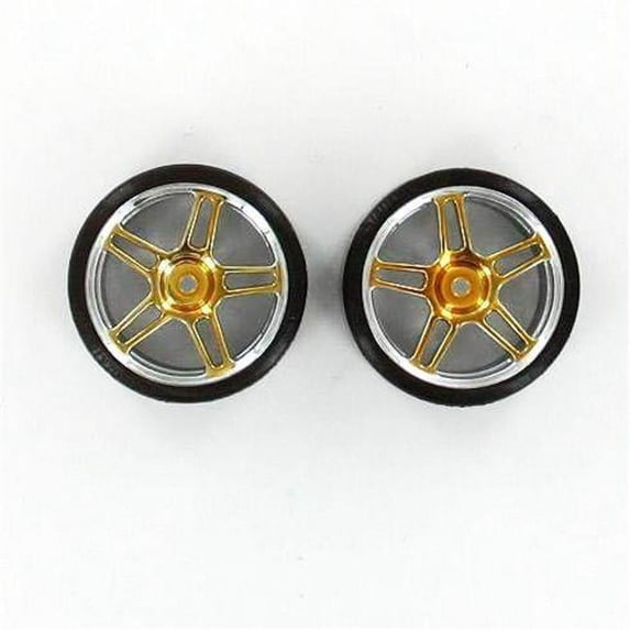 Redcat Racing 07003y Chrome Anodized Gold 5 Spoke Split Spoke Wheels and Drift Tires