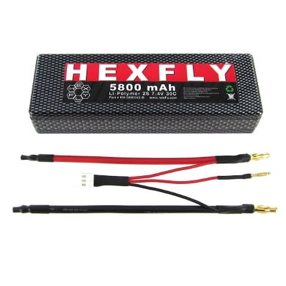 redcat racing hx-580030c-nocon 5800 lipo battery - 7.4v 2s 30c with no connector