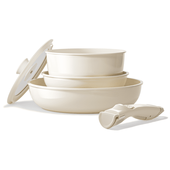 Redchef Ceramic Non Stick Cookware Set, Detachable Handle 5 Piece, RV Cookware