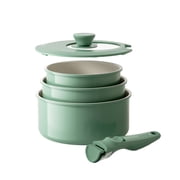 Redchef Saucepan Set with Removable Handles, Non-Stick Ceramic Pot 16/18/20 cm, 3-in-1 Locking Lid, Oven Safe,Green