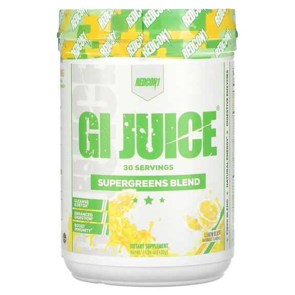 Redcon1 GI Juice, Supergreens Blend, Lemon Blast, 15.24 oz (432 g)