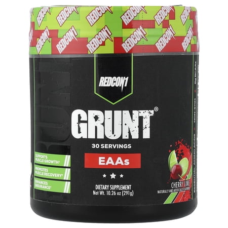 Redcon1 Grunt Essential Amino Acids Powder, Muscle Recovery, Cherry Lime, 30 Servings