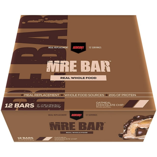 Redcon1 Healthy Food Fuel MRE Bar, Oatmeal Chocolate Chip, 20g Protein