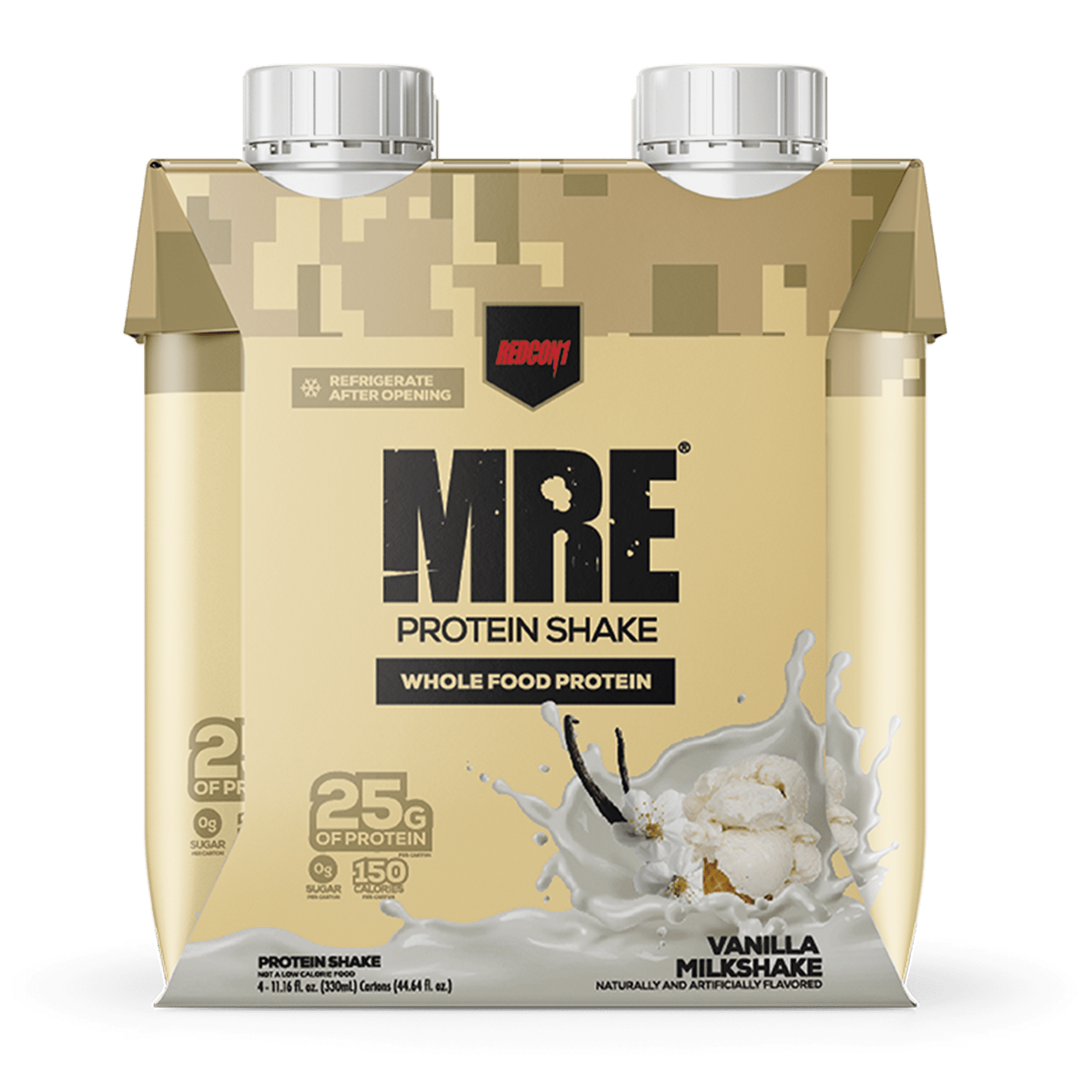 Redcon1 MRE Whole Food Protein Shake, Vanilla Milkshake, 25g Protein, 4 Ct  