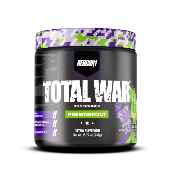 Redcon1 Total War PreWorkout Powder, Sour Gummy Bear, 15.77 oz (30