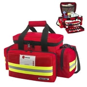 Redcube Emergency Bag Empty- First Aid Bags for Trauma, Professional Multiple Compartment Kit Carrier for Emergency Medical Supplies (Red)