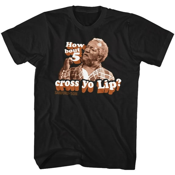 Redd Foxx 5 Cross Yo Lips Black Adult T-Shirt 3Xl